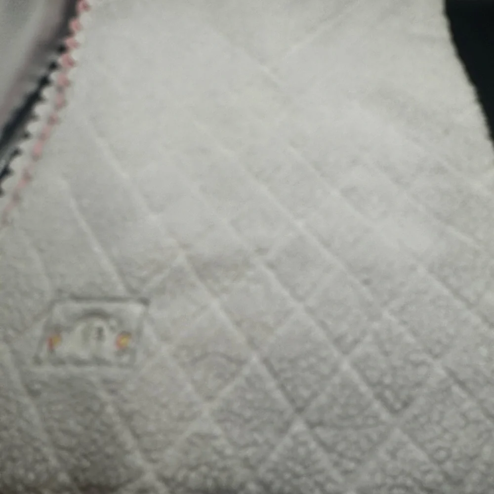 Carter's Pink Scallop Edge Elephant Baby Blanket White Sherpa Back Diamond